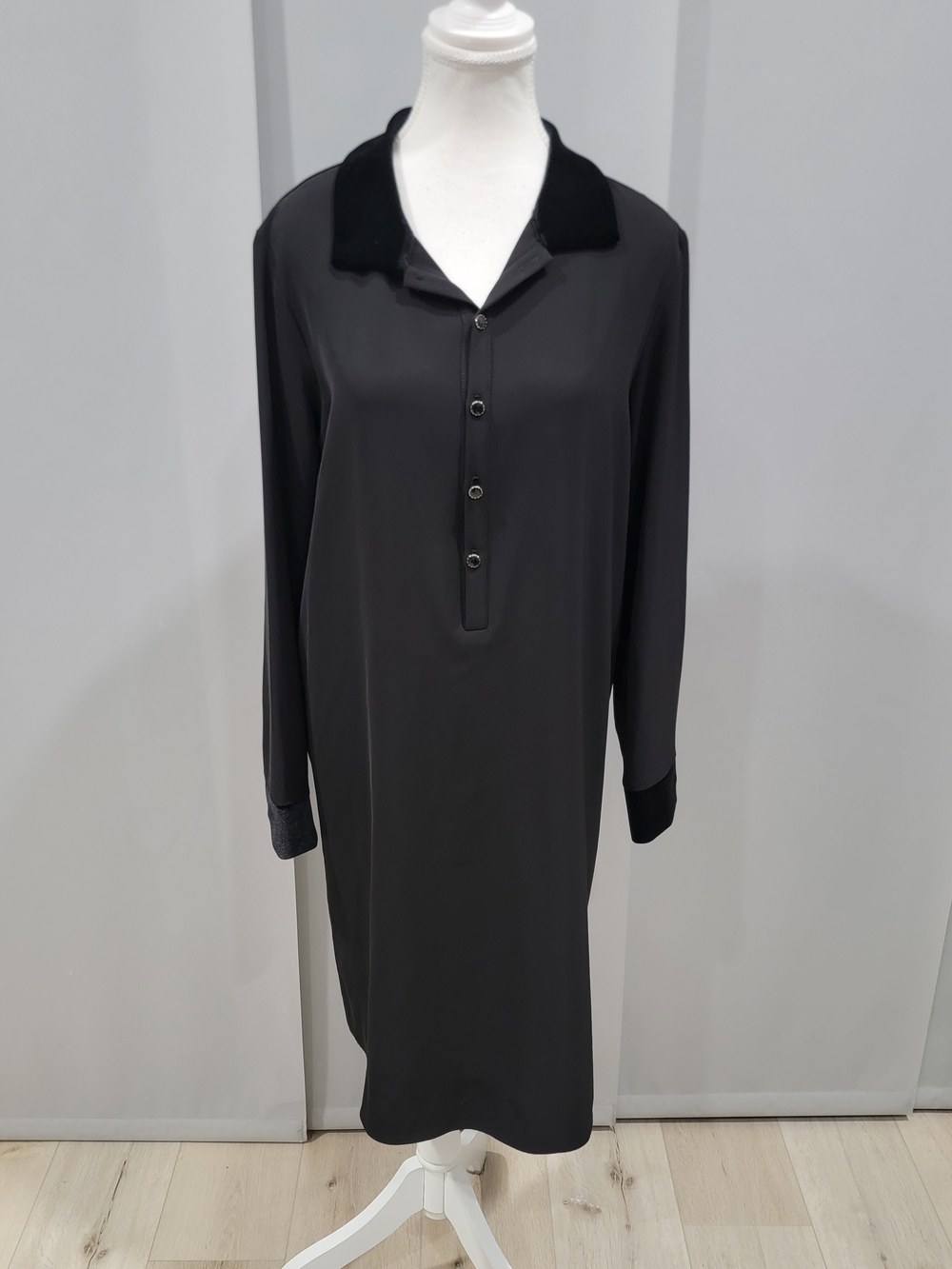 Joseph Ribkoff Black Long Sleeve Midi Shirt Dress